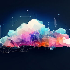 cloud computing, Cloud infrastructure polygonal wireframe technology concept